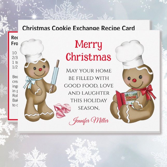 Gingerbread Christmas Cookie Exchange Recipe Holiday Card (Creator Uploaded)