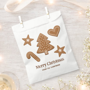 Gingerbread Christmas Cookie Shapes & Text Favour Bag