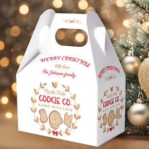 Gingerbread Christmas Cookies Exchange Red Name Favor Box