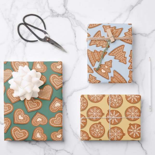 Gingerbread Christmas Cookies  Wrapping Paper Sheet (Front)