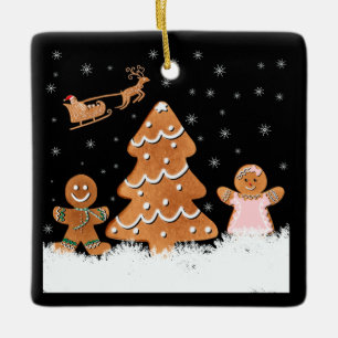 Gingerbread Christmas Eve Ceramic Ornament