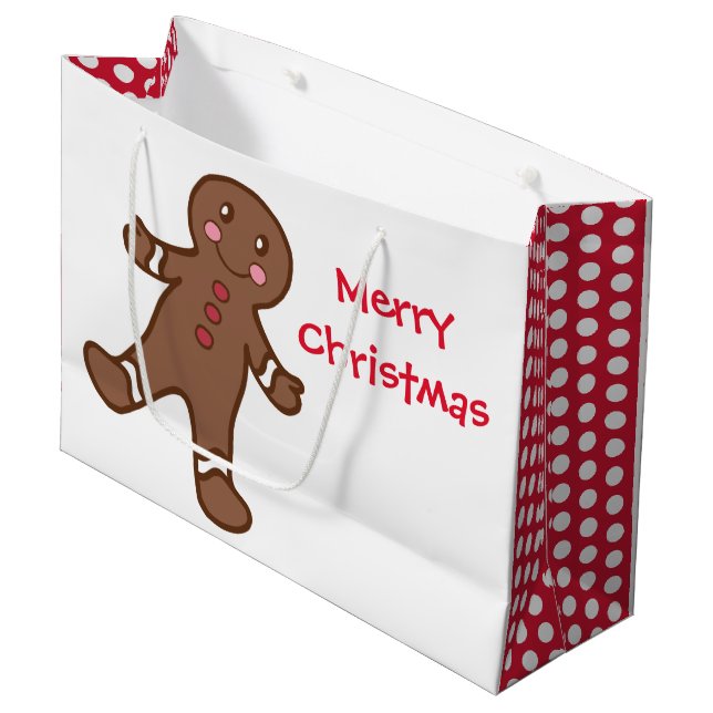 Gingerbread Christmas Gift Bag (Front Angled)