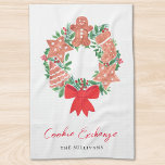 Gingerbread Christmas Holiday Cookie Exchange Kitchen Towel<br><div class="desc">Are you planning a Cookie Exchange? This cute kitchen towel is decorated with a watercolor festive cookie wreath and modern script typography. Easily customizable. There are matching invitations and party supplies in this collection. Original Watercolor © Michele Davies.</div>