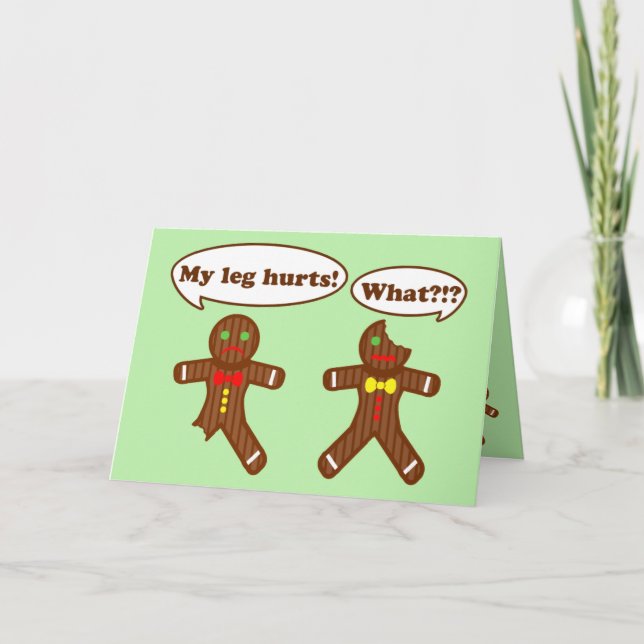 Gingerbread Christmas Humour | Green Holiday Card (Front)