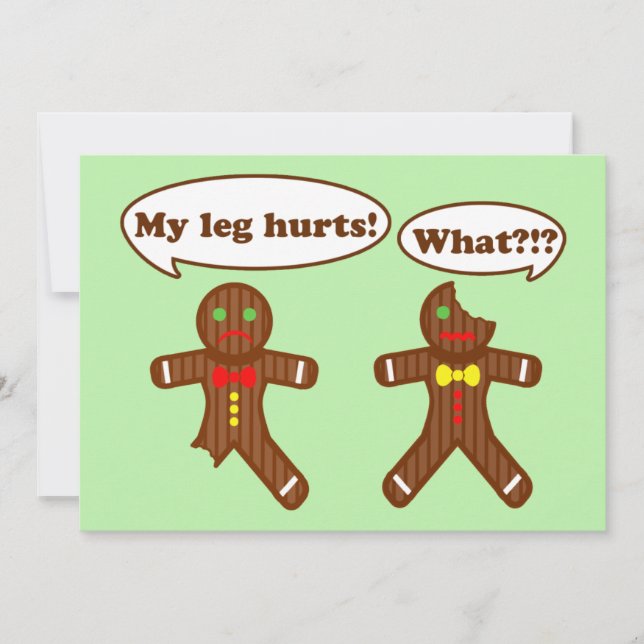 Gingerbread Christmas Humour | Green Holiday Card (Front)