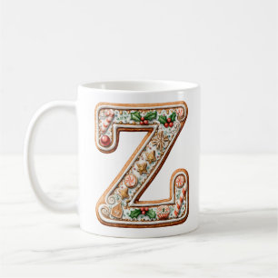 Gingerbread Christmas Letter Z Holiday Initial Coffee Mug