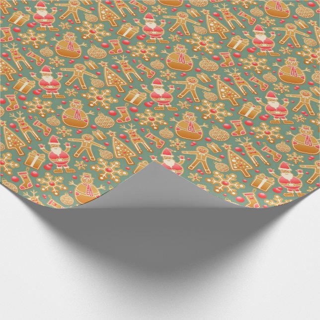 Gingerbread Christmas Motifs Wrapping Paper (Corner)