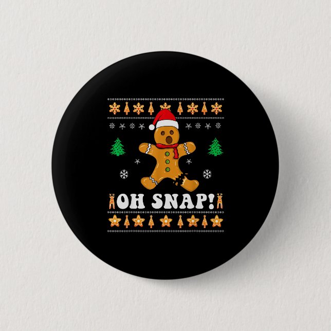Gingerbread Christmas Oh Snap! Xmas Baking Baker H 2 Inch Round Button (Front)