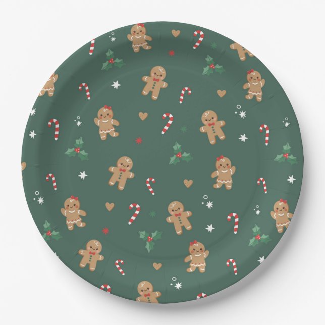 Gingerbread Christmas Paper Plates (Front)