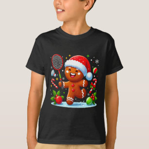 Gingerbread Christmas Playing Badminton Funny Play T-Shirt