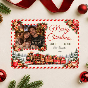 Gingerbread Christmas Train Merry Christmas Holiday Card