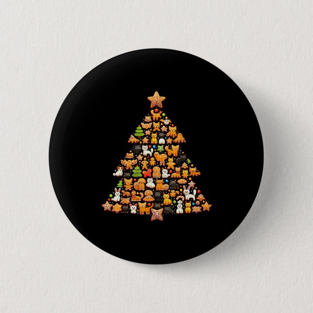 Gingerbread Christmas Tree Funny Gingerbread Anima 2 Inch Round Button (Front)