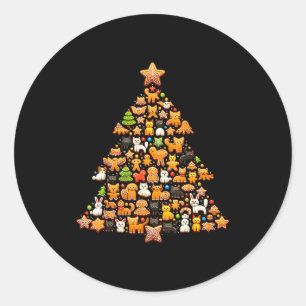 Gingerbread Christmas Tree Funny Gingerbread Anima Classic Round Sticker