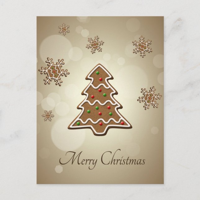Gingerbread Christmas Tree Holiday Postcard (Front)