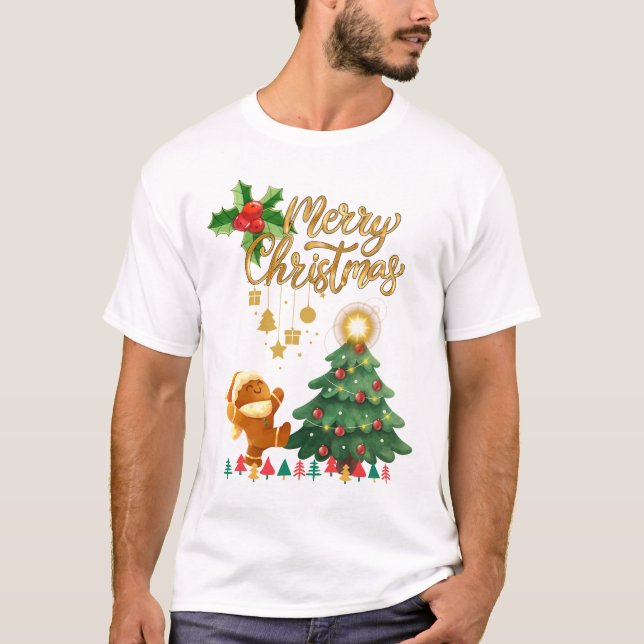 Gingerbread Christmas Tree Holiday Shirt (Front)