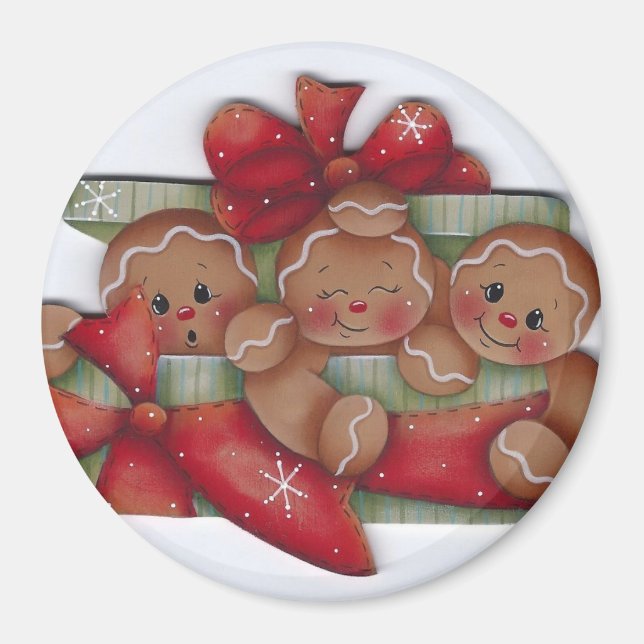 Gingerbread Christmas Trio Magnet (Front)