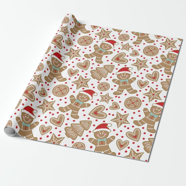 Gingerbread Christmas Wrapping Paper (Unrolled)