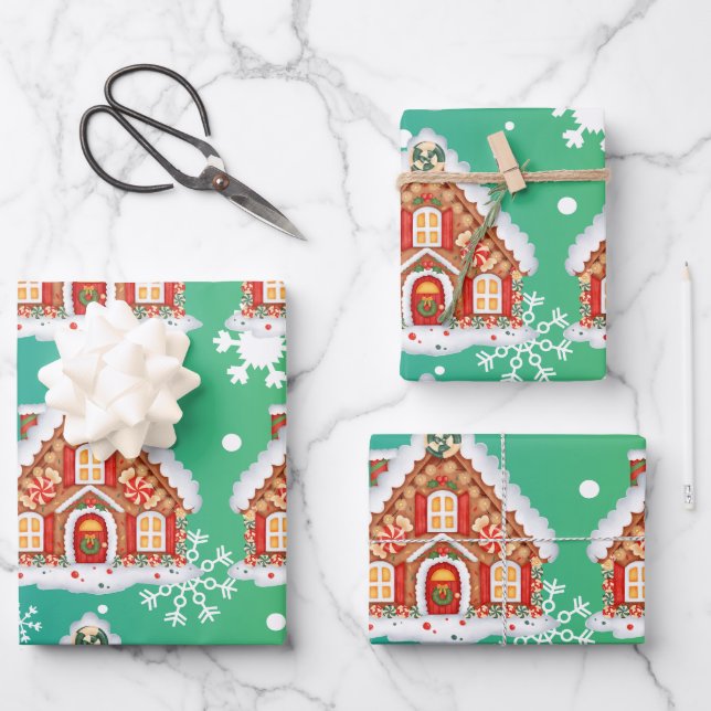 Gingerbread Christmas Wrapping Paper Sheet (Front)