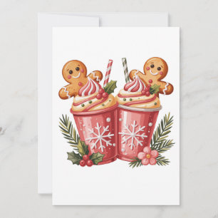 Gingerbread Coffee Christmas Candy Cane Xmas Holiday Card
