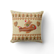 Gingerbread Cookie Airplanes Throw Pillow