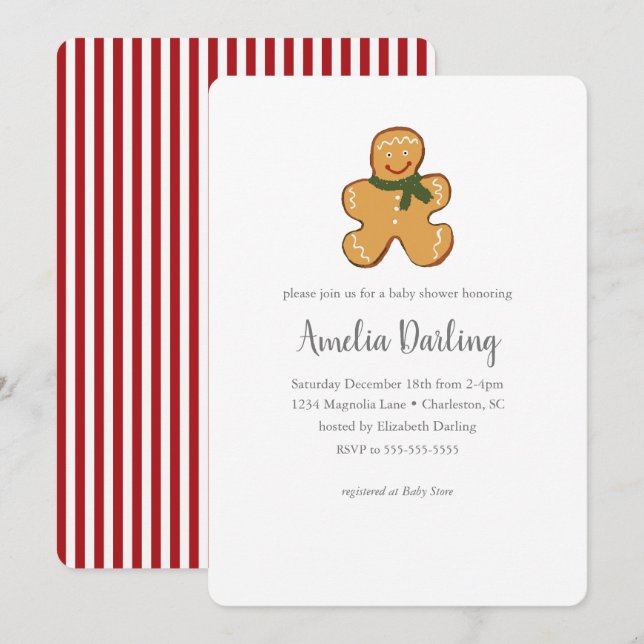 Gingerbread Cookie Baby Shower Invitation (Front/Back)