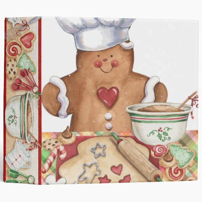Gingerbread Cookie Baker EZ Turn Ring Binder (Front/Spine)