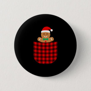 Gingerbread Cookie Buffalo Red Plaid Cket Christma 2 Inch Round Button