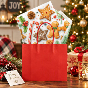 Gingerbread Cookie Candy Cane & Pine Tissue Paper