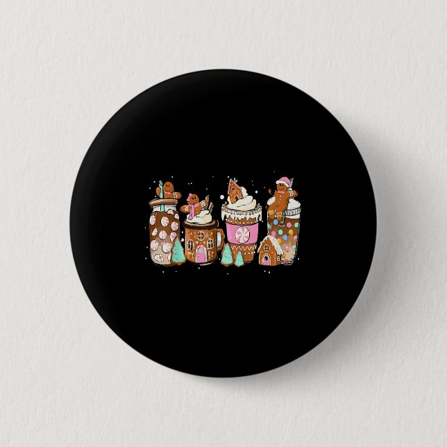 Gingerbread Cookie Christmas Coffee C Latte Drink  2 Inch Round Button (Front)