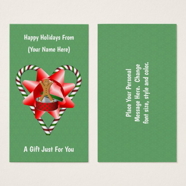 Gingerbread Cookie Christmas Holiday Gift Card Tag (Front & Back)