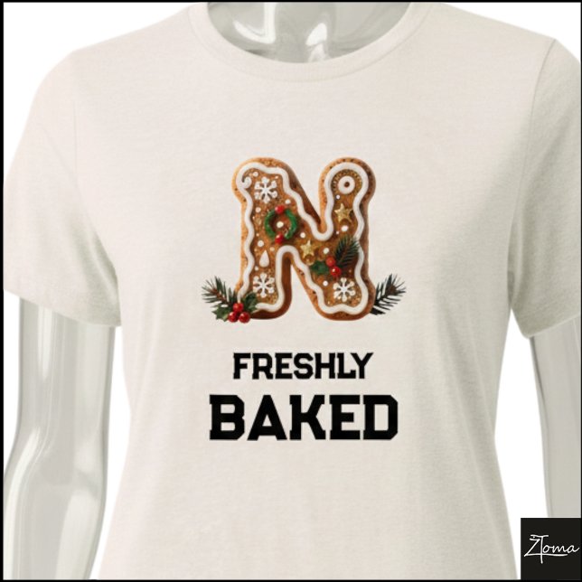 Gingerbread Cookie Christmas Initial Letter N Tri-Blend Shirt (Creator Uploaded)