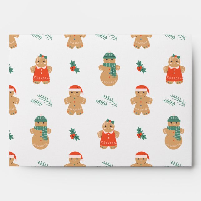 Gingerbread Cookie Christmas Pattern Envelope (Front)