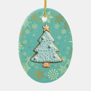 Gingerbread Cookie, Christmas Tree  Ceramic Ornament