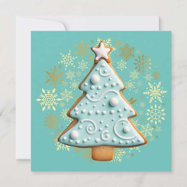 Gingerbread Cookie, Christmas Tree Invitation (Front)