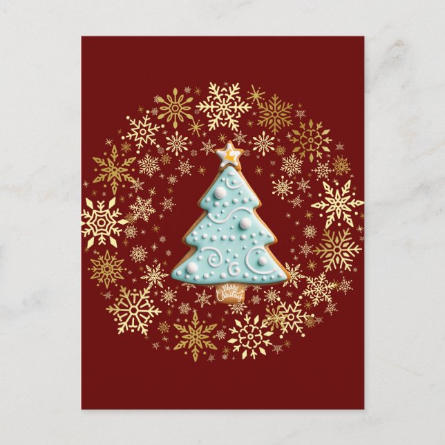 Gingerbread Cookie, Christmas Tree Postcard (Front)