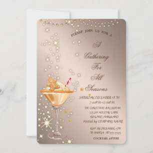 Gingerbread Cookie Drink Rose Gold All Seasons Invitation