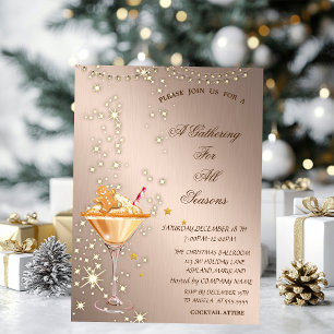 Gingerbread Cookie Drink Rose Gold Seasons Invitation