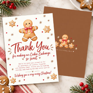 Gingerbread Cookie Exchange Christmas Thank You Ca Card