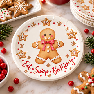 Gingerbread Cookie Exchange Eat Swap Be Merry Pape Paper Plate