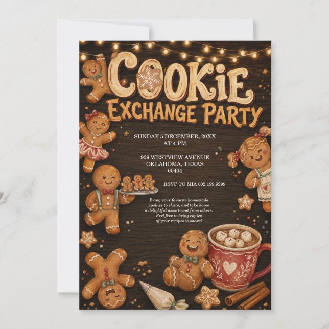 Gingerbread Cookie Exchange Party Invitation (Front)