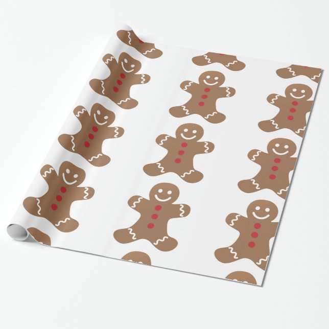 gingerbread cookie face man cute body dessert wrapping paper (Unrolled)