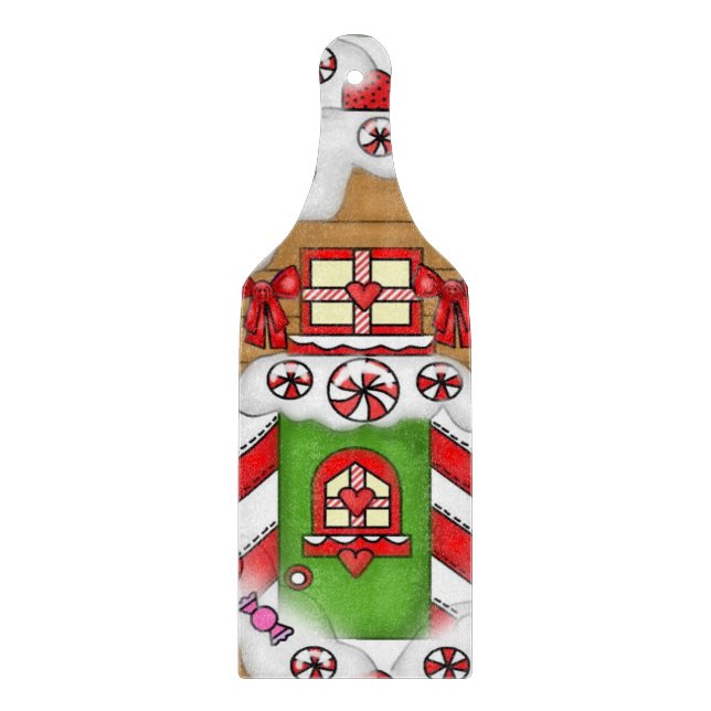 Gingerbread cookie glass cutting paddle cutting board (Front)