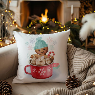 Gingerbread Cookie Hot Chocolate Christmas Throw P Pillow