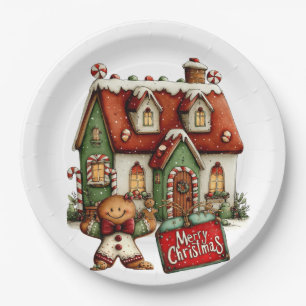 Gingerbread Cookie House  Paper Plate