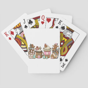 Gingerbread Cookie In Hot Cocoa Christmas Lovers Playing Cards