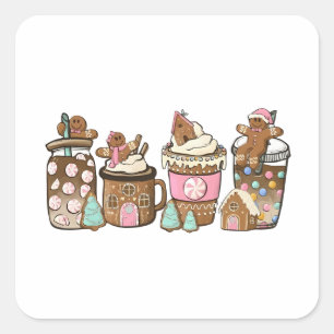 Gingerbread Cookie In Hot Cocoa Christmas Lovers Square Sticker