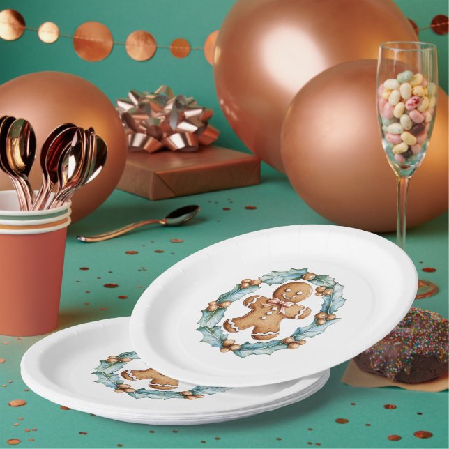 Gingerbread Cookie in Wreath Paper Plate (Multi)
