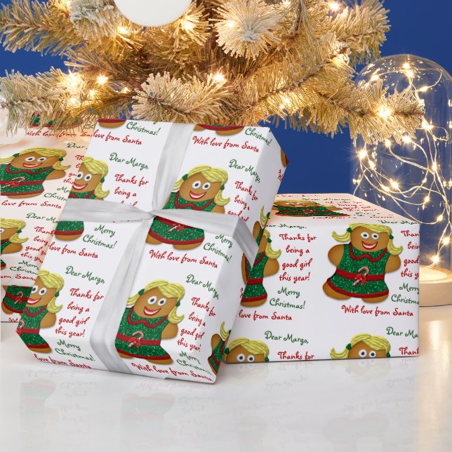 Gingerbread Cookie Letter from Santa Christmas Wrapping Paper (Holidays)