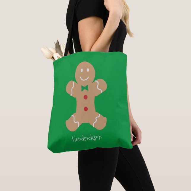 Gingerbread Cookie Man with Custom Name   Tote Bag (Close Up)