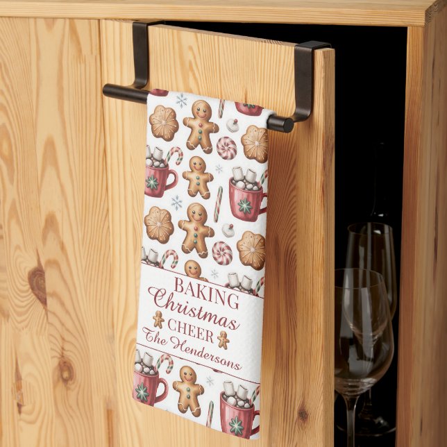 Gingerbread Cookie Pattern Name Christmas Holiday Kitchen Towel (Thirds Fold)